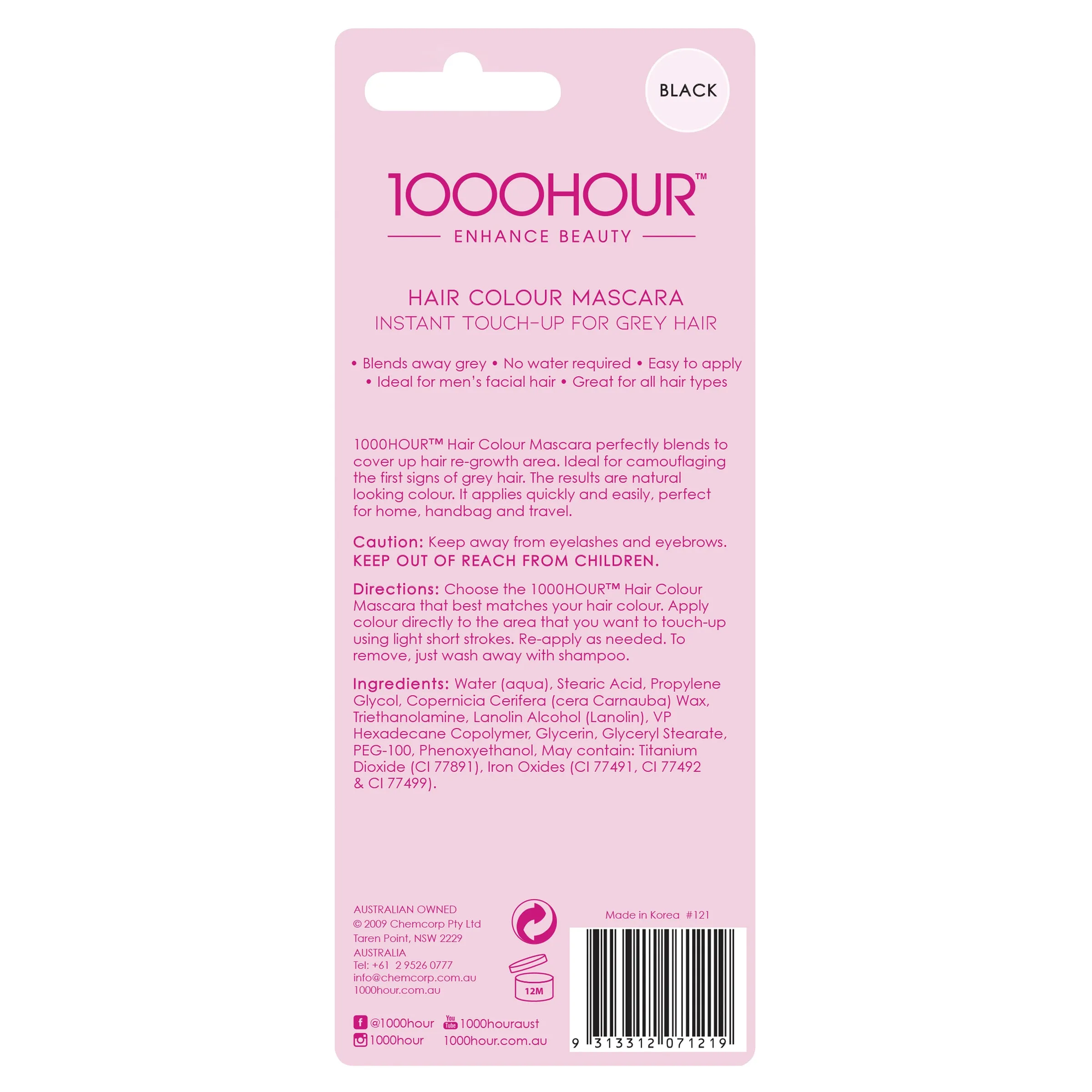 1000HOUR Hair Colour Mascara - Black