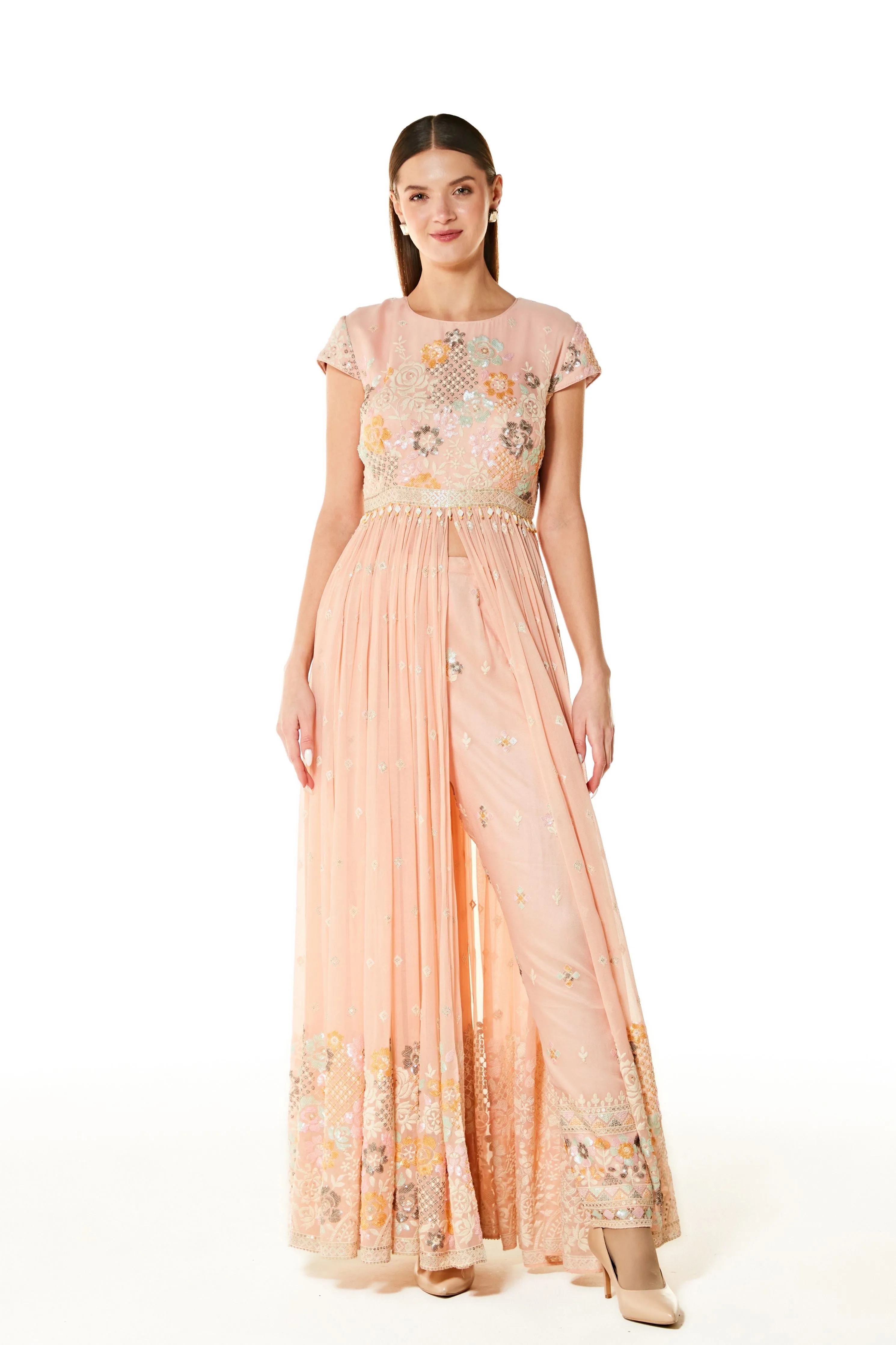Adah Blush Pink Gown With Pant