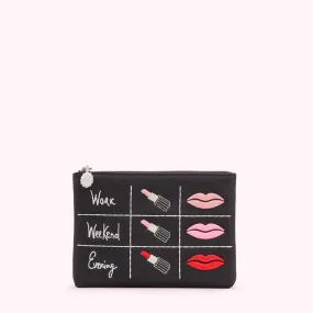 BLACK WORK, WEEKEND, EVENING TOP ZIP POUCH