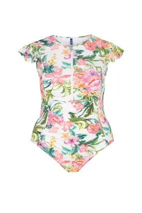 Bora Bora White Frill Sleeve One Piece