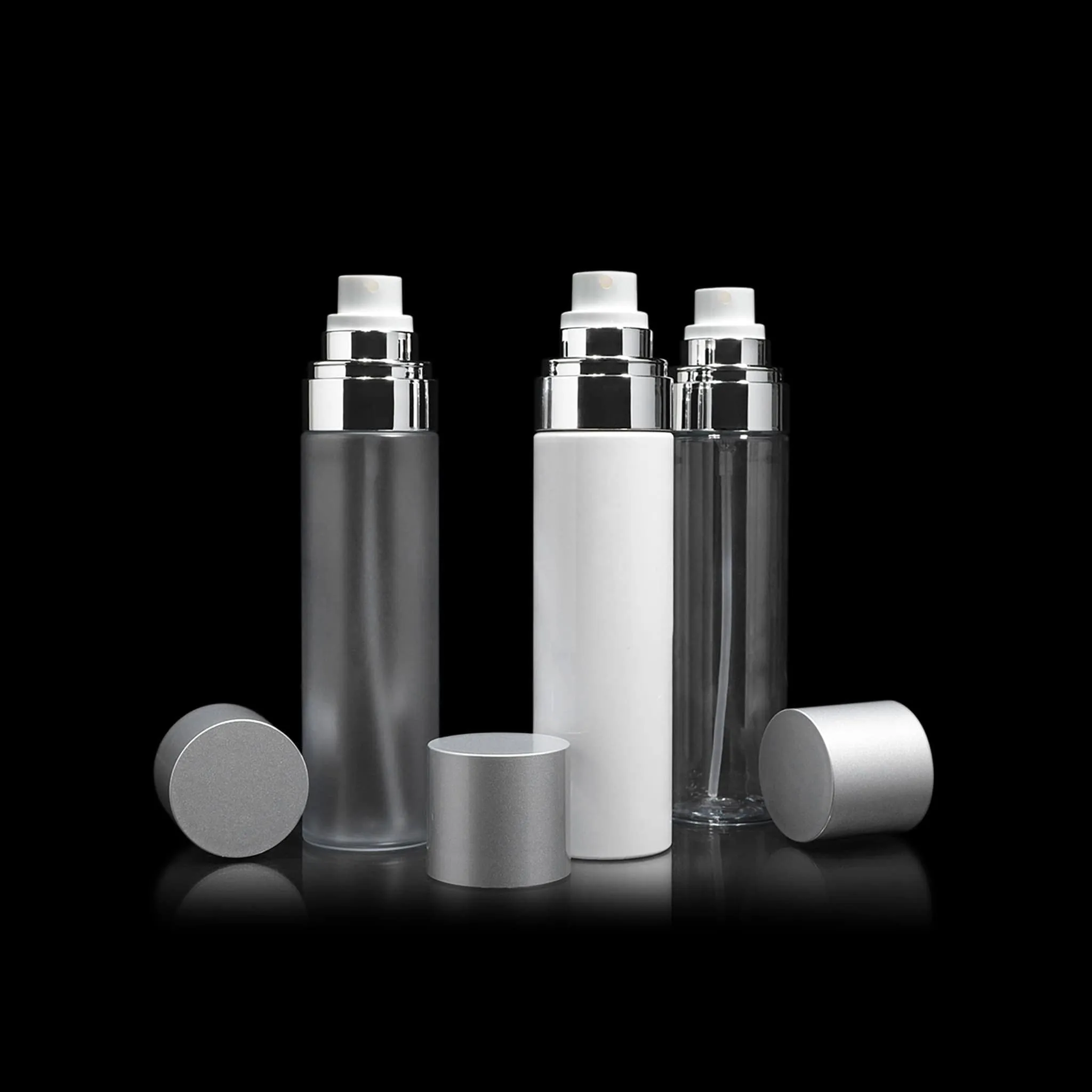 Cloud 100 ML Fine Mist Spray Bottle Frosted with Matte Silver Cap