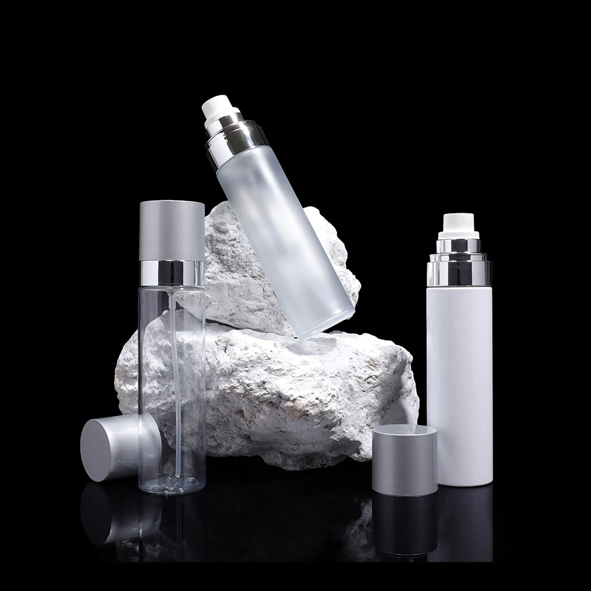 Cloud 100 ML Fine Mist Spray Bottle Frosted with Matte Silver Cap