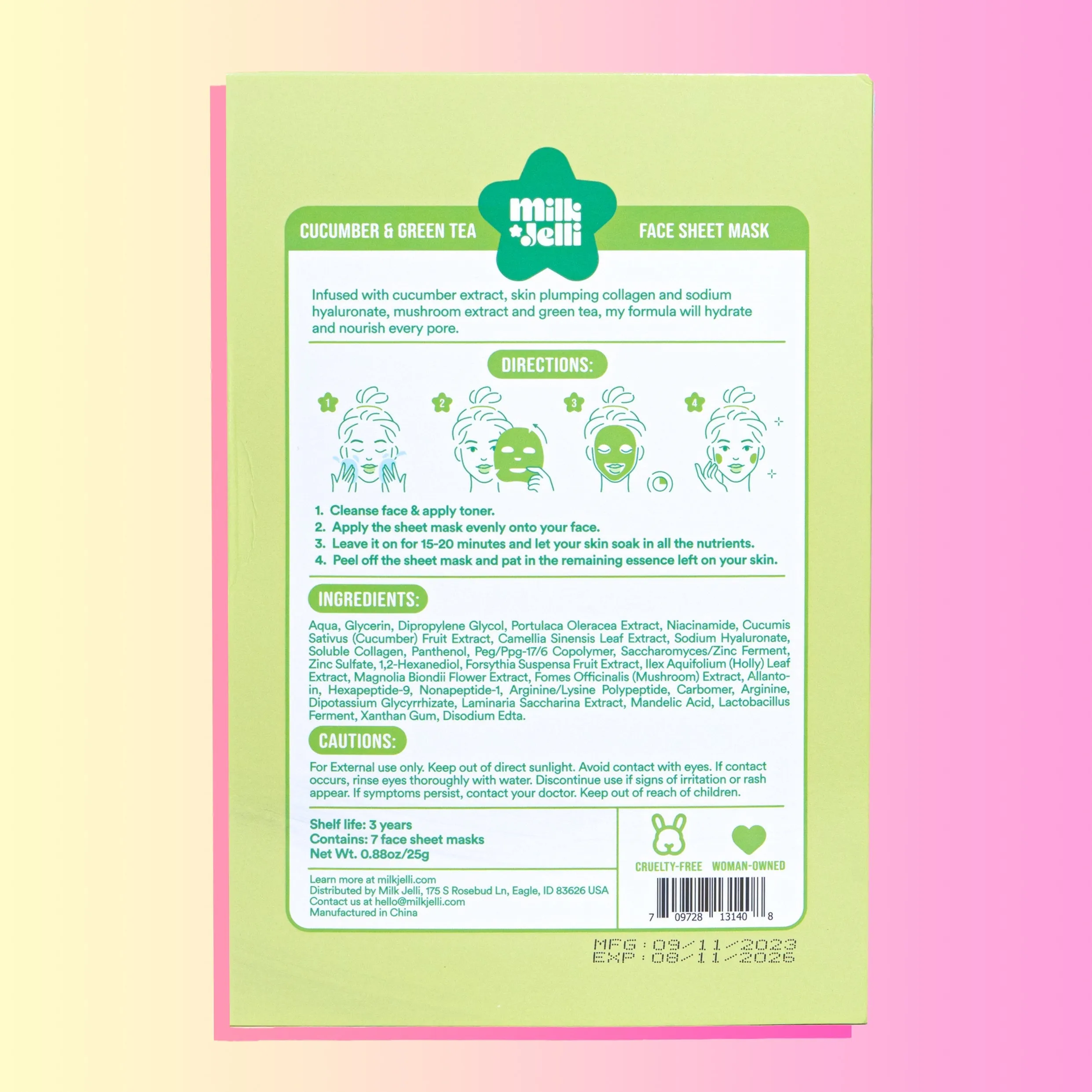 Cucumber   Green Tea Face Mask Box of 7