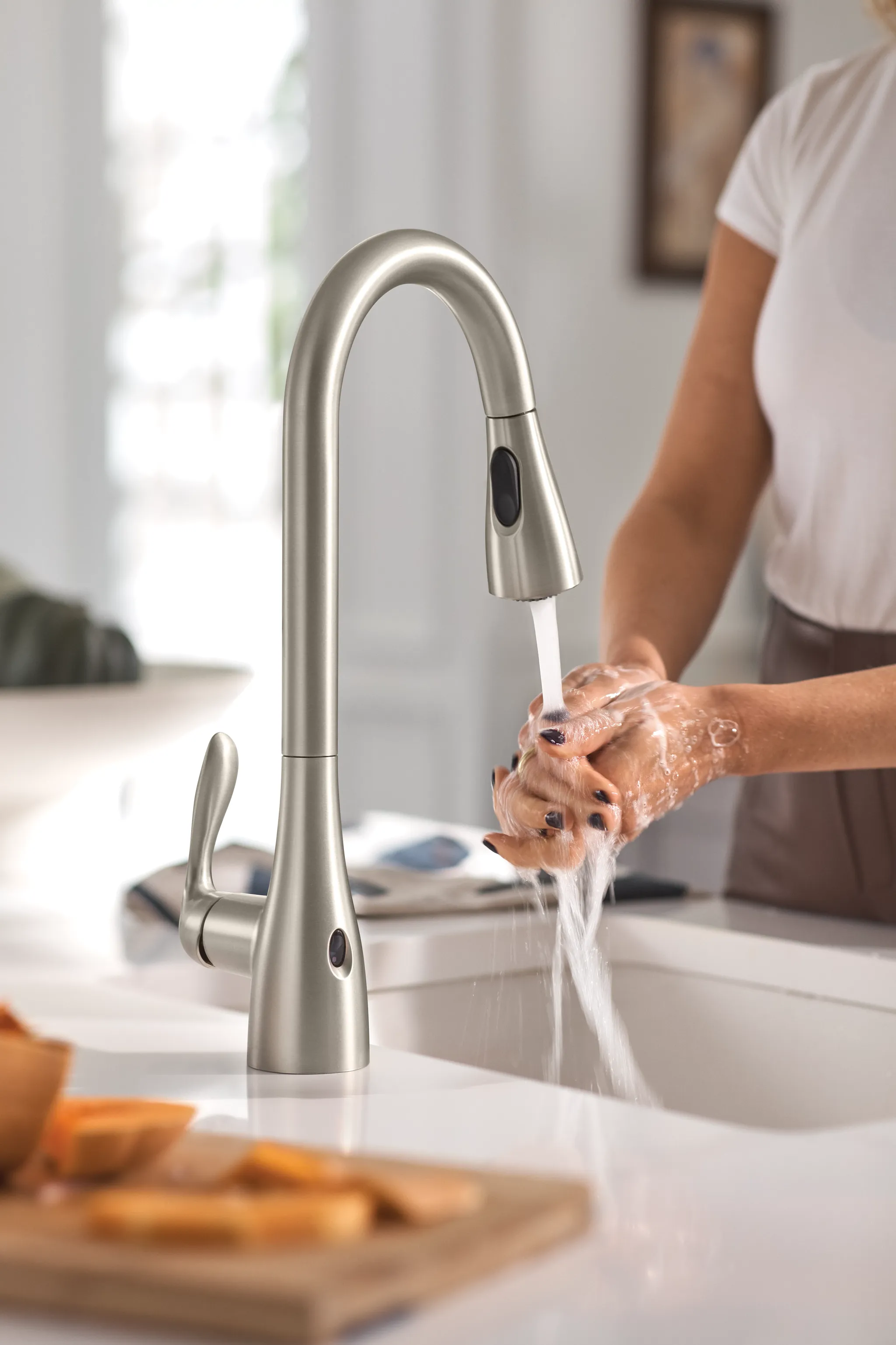 Georgene Matte black one-handle high arc pulldown kitchen faucet