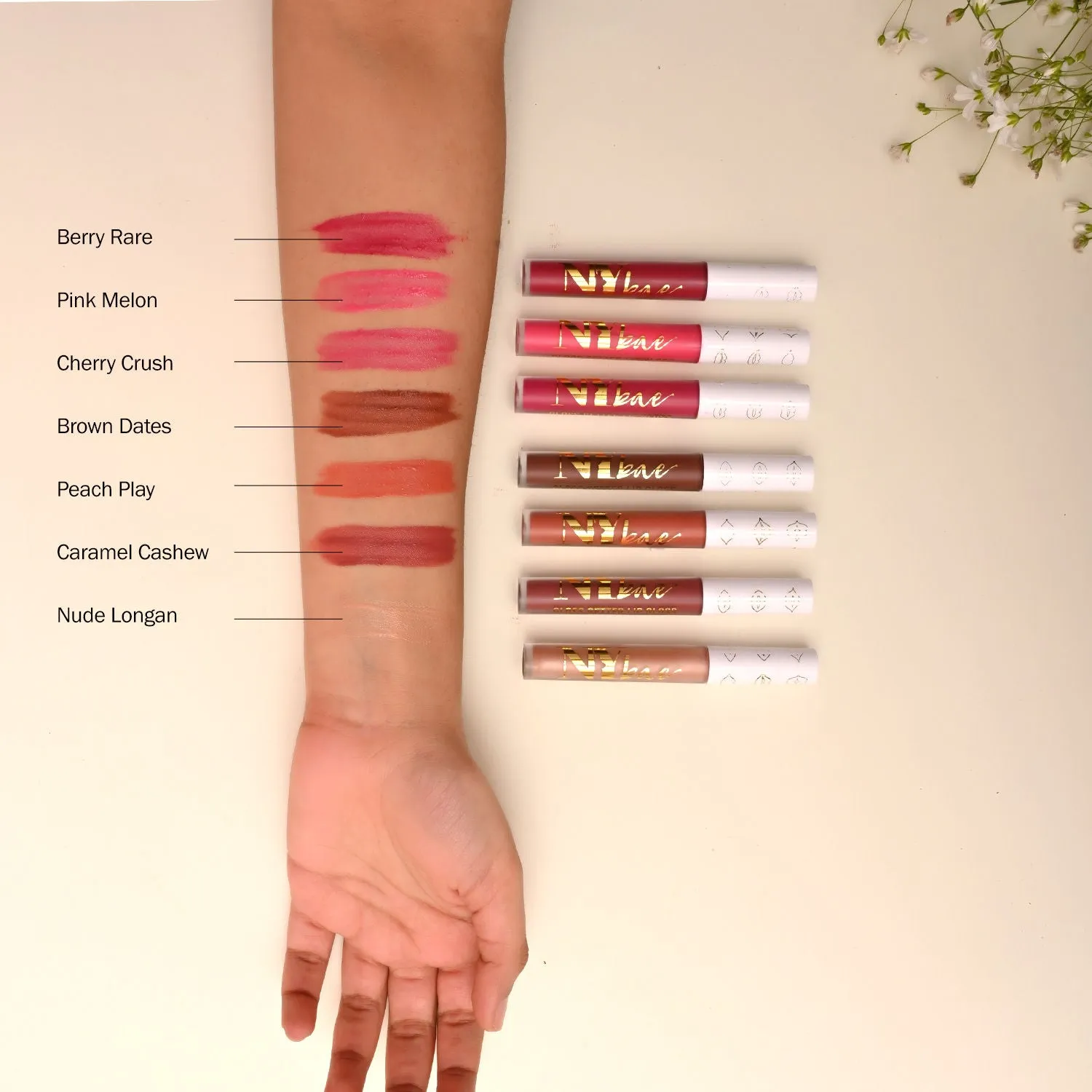 NY Bae Gloss Getter Lip Gloss | Shiny Satin Finish | Light Weight | Non-Sticky - Caramel Cashew 07 (2.8 ml)