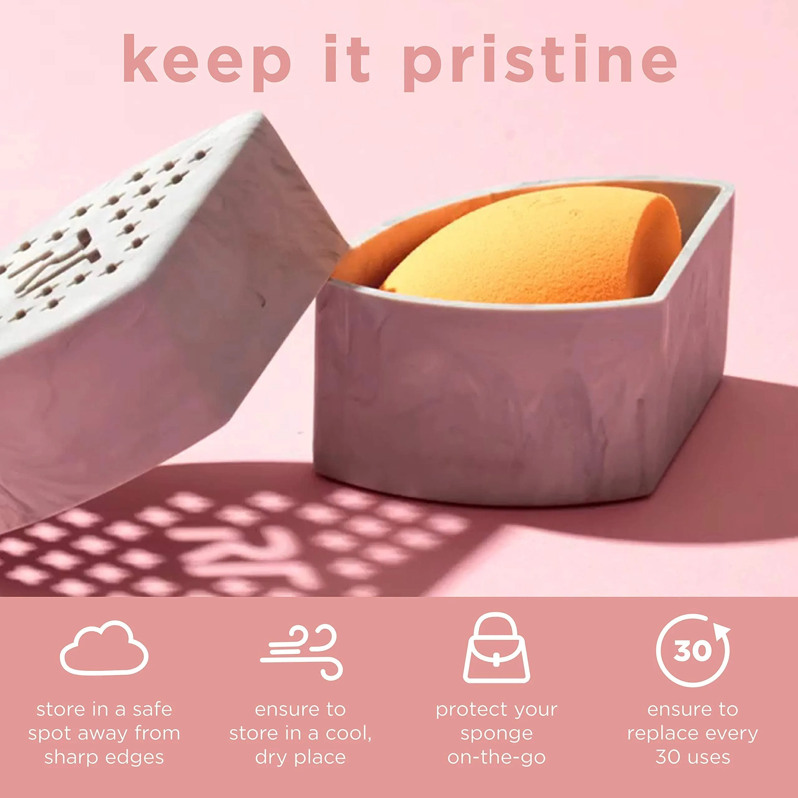 Real Techniques Beauty Makeup Blender Miracle Complexion and Makeup Power Sponge Set, For CC Cream Foundation, Orange & Pink, For Makeup Blending & Application, 2 Count