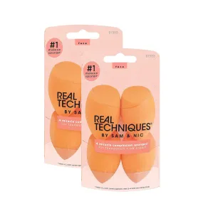 Real Techniques Beauty Makeup Blender Miracle Complexion and Makeup Power Sponge Set, For CC Cream Foundation, Orange & Pink, For Makeup Blending & Application, 2 Count