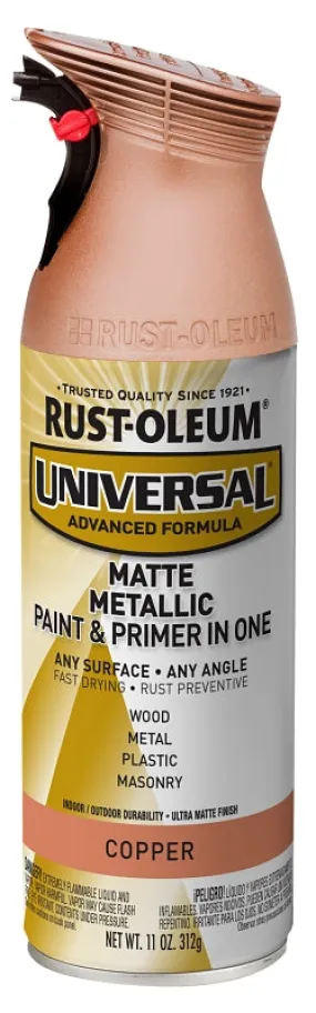 Rust-Oleum 365352 Paint, Matte, Metallic, Copper, 11 oz, Aerosol Can :CAN: QUANTITY: 1