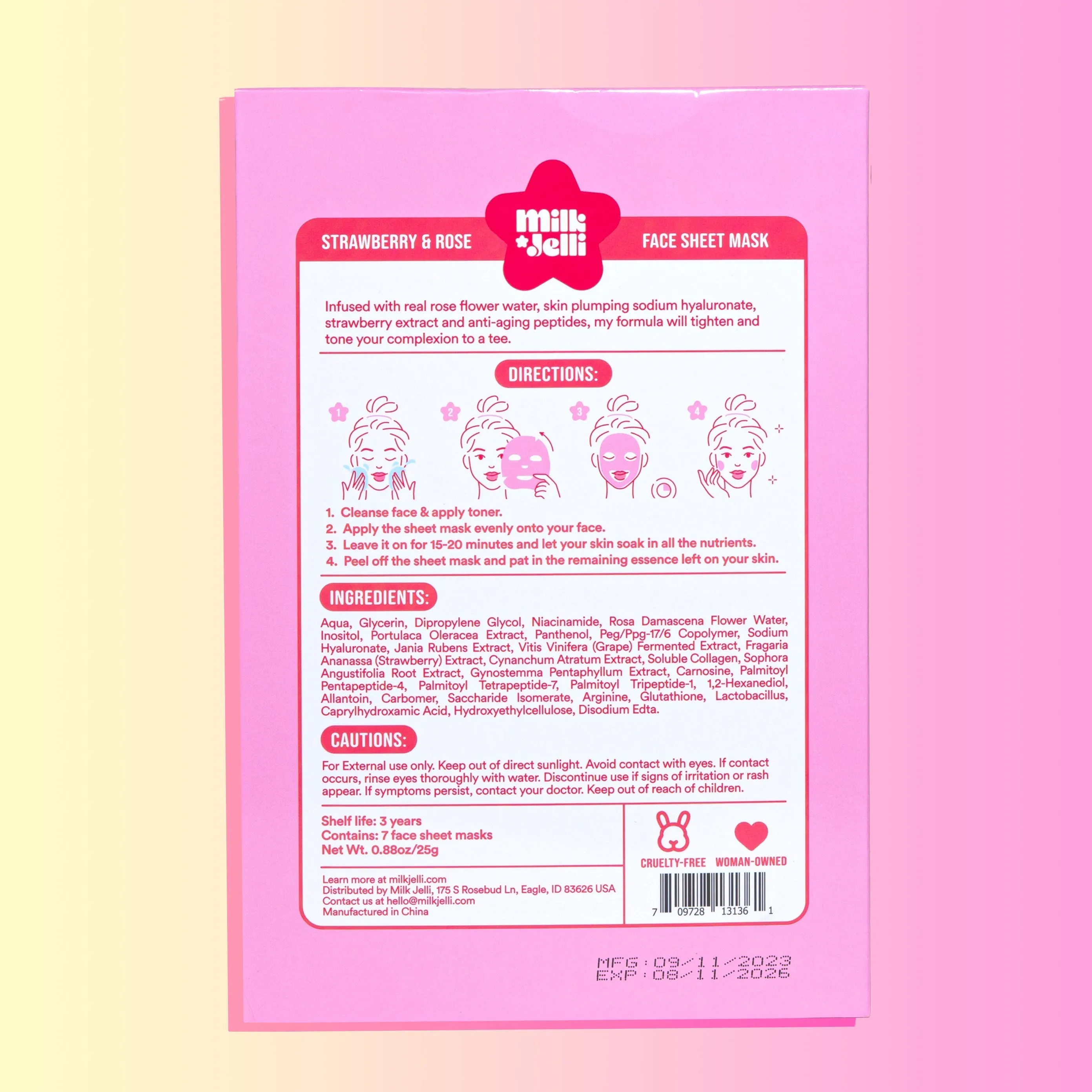 Strawberry   Rose Face Mask Box of 7